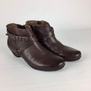 Abeo Womens Nancy Neutral Zip Ankle Boot Brown Leather Comfort Orthotic size 8